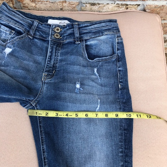 Kancan Style KC8448M Distressed Ripped Raw Hem Mid Rise Medium Wash jeans 26 - Picture 13 of 16